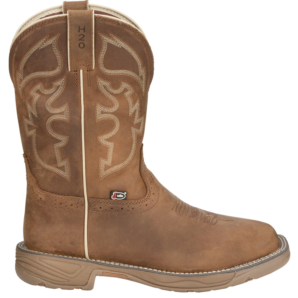 Justin Men's Rush Western Boot Broad Square Toe Tan 7.5 D(M) US 並行輸入品 Justin Men\u0027s Rush Tan Composite Toe Waterproof Work Boot WK4338