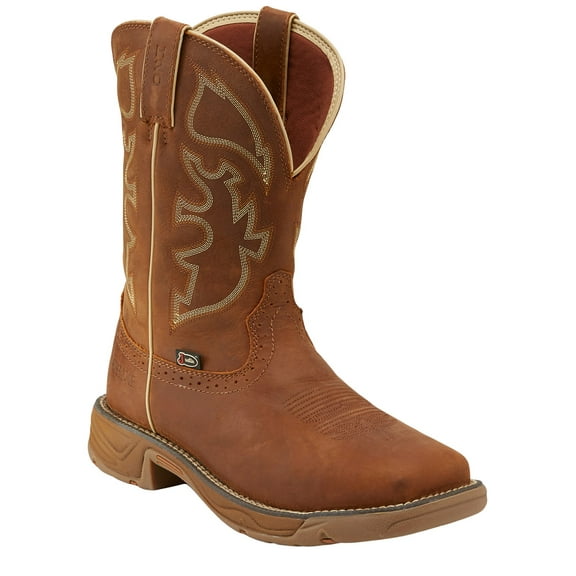 Justin Men's Stampede Rush Waterproof Western Work Boot Steel Toe Tan 13 EE  US