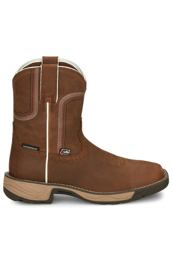 Boot Company Womens Women Justin Stampede Rush WP Soft Square Toe Work Boot 7.5 B Brown