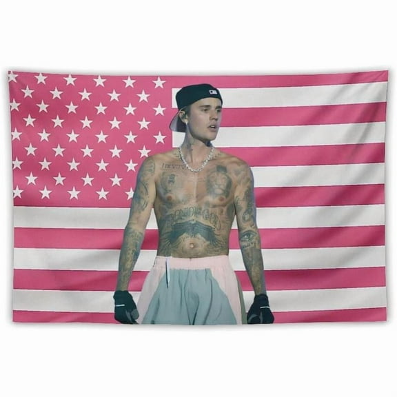 Justin Star Bieber Flag Tapestry Wall Tapestry Poster Suitable for College Dormitory Cave Bedroom Living Room Party Decoration Merch