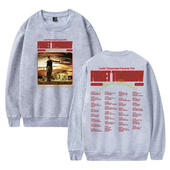 Justin Timberlake Merch Long Sleeve Sweatshirt The Forget Tomorrow World Tour 2024 Crewneck Streetwear Women Men Streetwear
