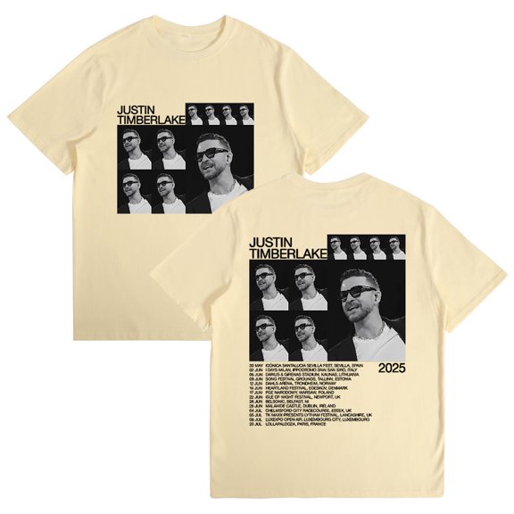 Justin Timberlake Tour 2025 Cotton Tshirt Hip Hop Short Sleeve Vintage 90s Tops Tees