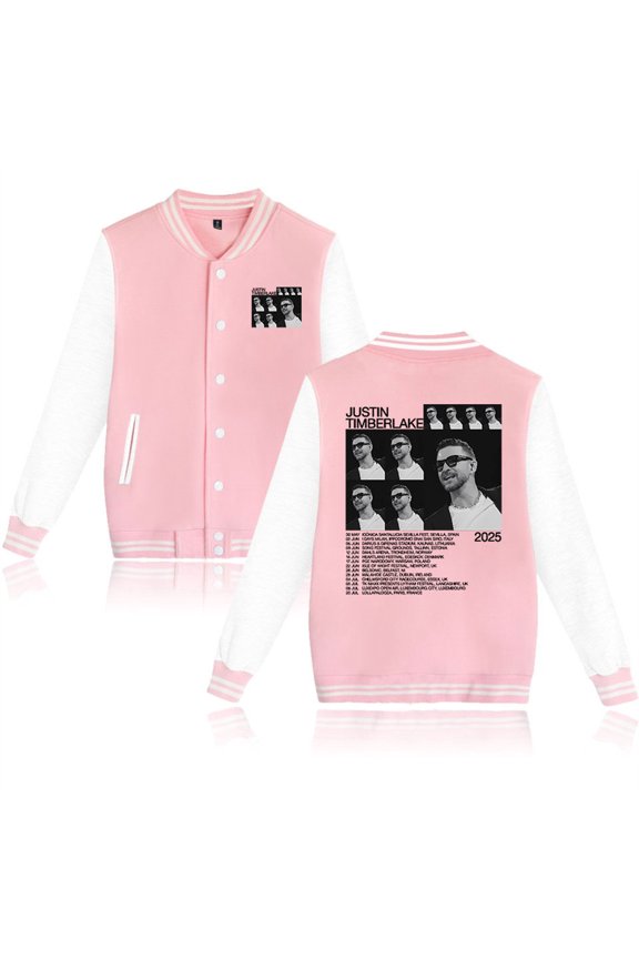 Justin Timberlake Tour 2025 Jackets Hip Hop Baseball Uniform Casual Fashion Coat