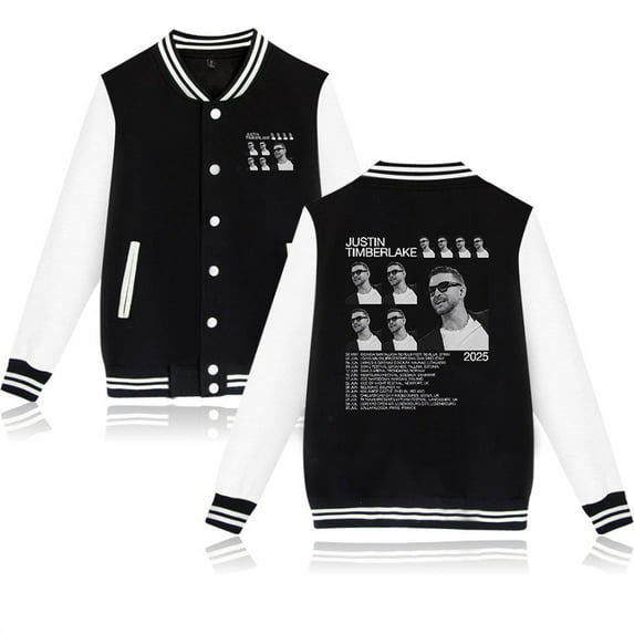 Justin Timberlake Tour 2025 Jackets Hip Hop Baseball Uniform Casual Fashion Coat