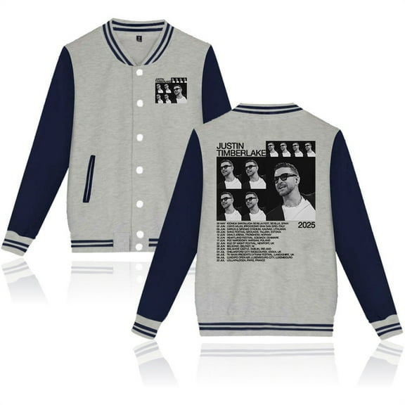 Justin Timberlake Tour 2025 Jackets Hip Hop Baseball Uniform Casual Fashion Coat