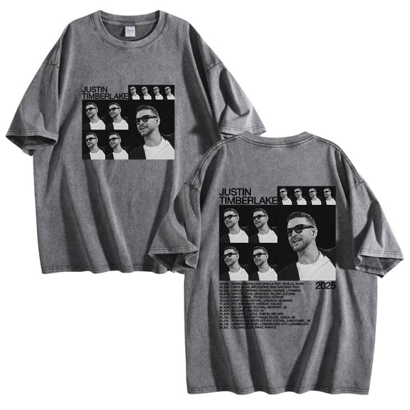 Justin Timberlake Tour T-shirt With Fashionable Printing, Comfortable Short Sleeves, Trendy Unisex Pullover Top