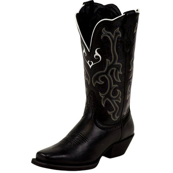 Justin Western Boots Womens Leather Stampede Deercow Black L2554