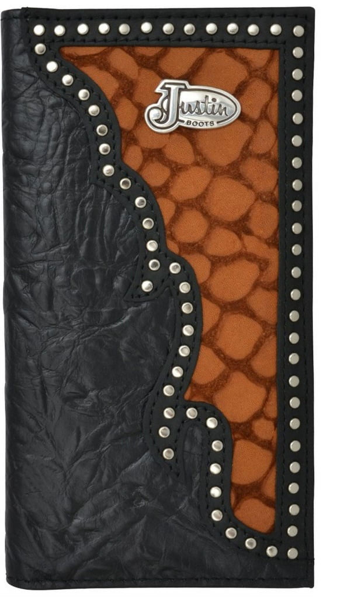 Justin Western Wallet Mens Rodeo Nailheads Shoulder Inlay Black WJS180