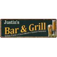 thumbnail image 1 of Justin's Bar and Grill Sign Man Cave Decor 8x24 Gift 108240055314, 1 of 1