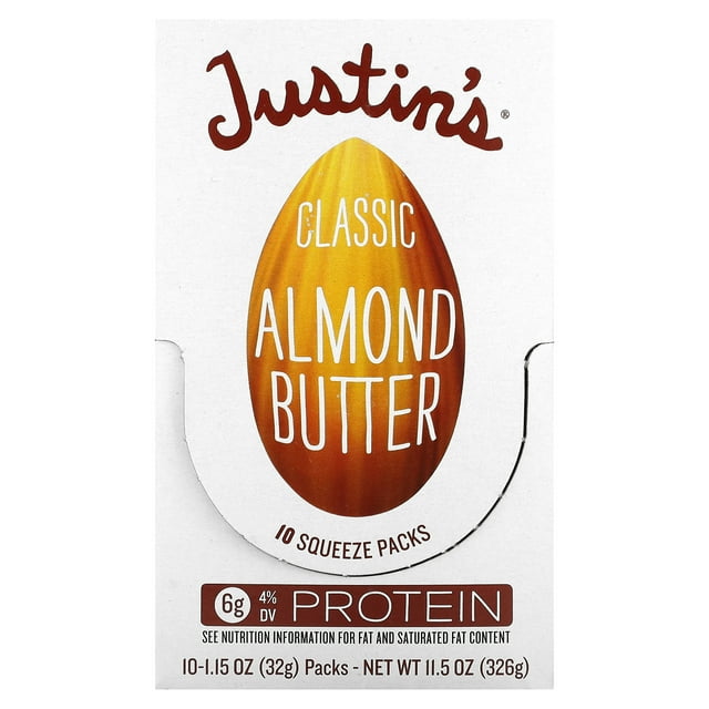 Justin's Classic Almond Butter Squeeze Packs, Only Two Ingredients, Glutenfree, NonGMO, Keto