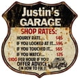 thumbnail image 1 of Justin's Garage Shop Rates Sign Gift 8x12 Metal Sign 211110019059, 1 of 1