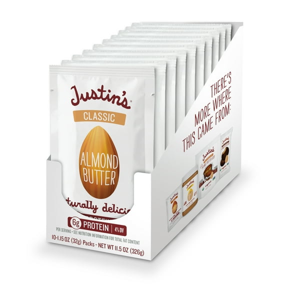 Justin's Gluten-Free Classic Almond Butter Squeeze Packs, 1.15 oz (10 Pack)