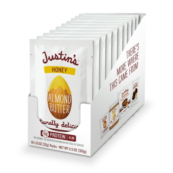 Justin's Honey Almond Butter Squeeze Pack, 1.15 oz (10 Pack)
