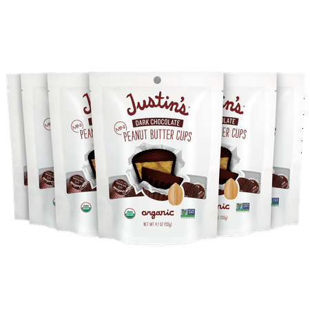 Justin's Mini Dark Chocolate Peanut Butter Cups, 4.7 Oz, Pack of 6