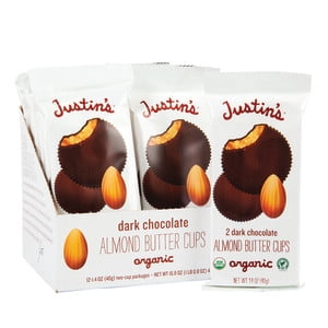 Justin's Nut Butter Almond Butter Cups, Dark Chocolate, 1.4 Oz, Case of 12