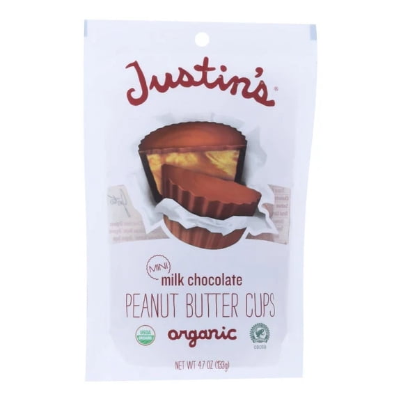 MOSHINI Justin's Nut Butter Peanut Butter Cups - Organic - Milk Chocolate - Mini - Case of 6 - 4.7 oz.