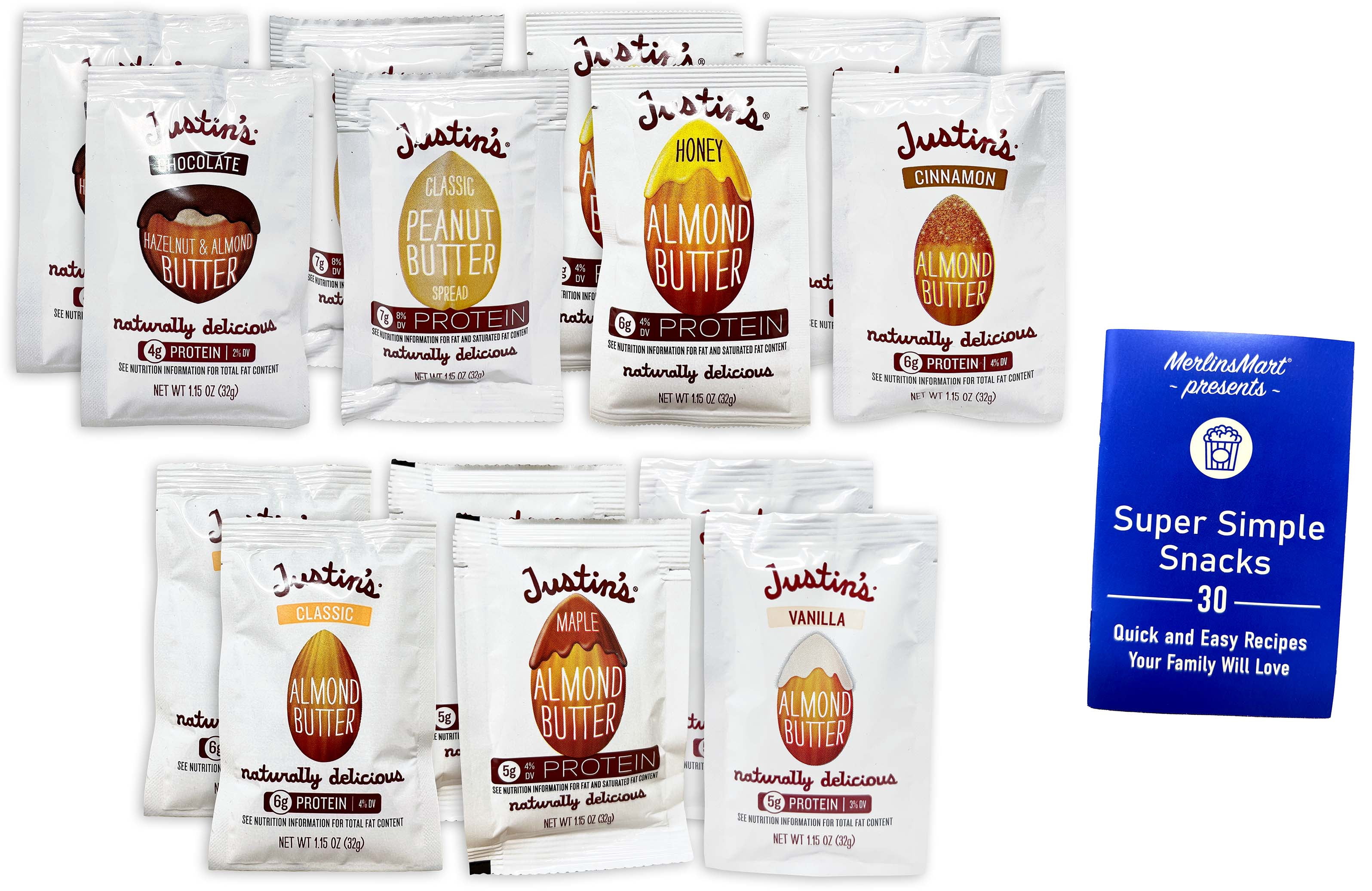 Justin's Nut Butter's - 7 Flavors (2) Each: Almond (Classic, Honey, Vanilla, Cinnamon, Maple) , Peanut, Hazelnut Chocolate | MerlinsMart Zine