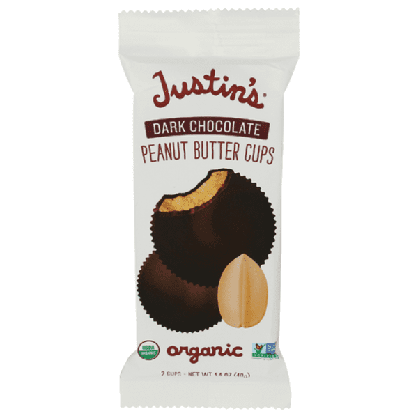 Justin's Organic Dark Chocolate Cashew Butter Cups - Pack Of 12, Gluten-Free & Rainforest Certified
