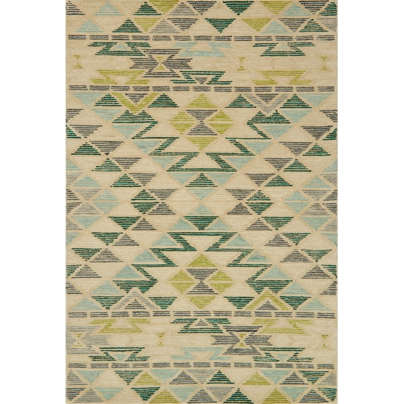 Justina Blakeney x Loloi Gemology Collection Ivory / Aqua CONTEMPORARY Area Rug 2'-6" x 7'-6"
