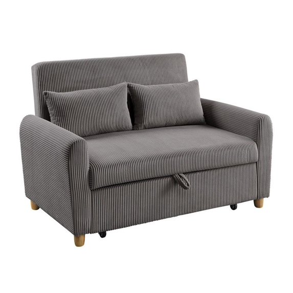 Justine 54" Brown Corduroy Fabric Convertible Sleeper Loveseat
