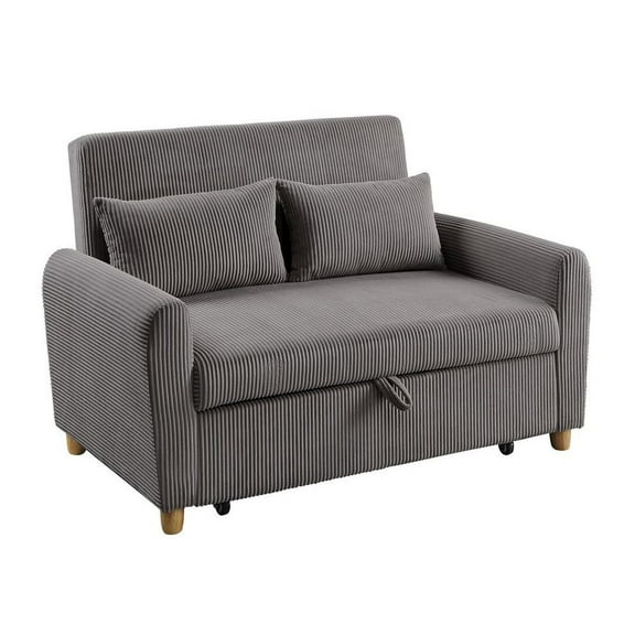 Justine 54" Brown Corduroy Fabric Convertible Sleeper Loveseat
