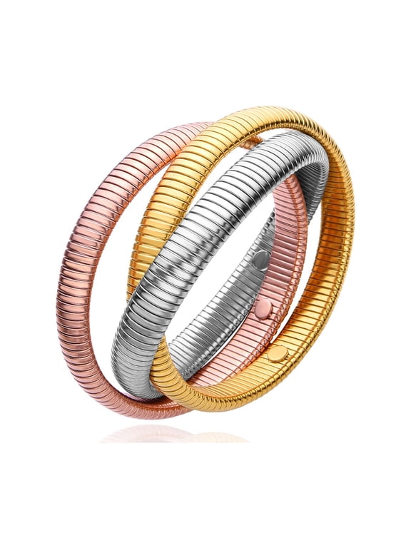 Chunky Tri tone Interlocking Snake Stretchy Bracelet