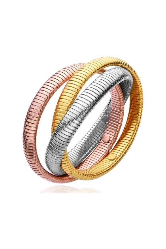 Chunky Tri tone Interlocking Snake Stretchy Bracelet