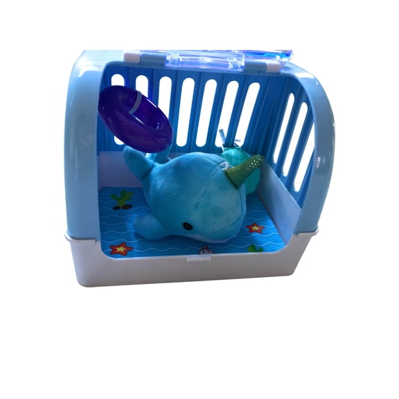 Justoyz Narwhal Stuffed Animal Plush with Carry Case Playset - Ages 3 and Up - Pink, Blue, Fuchsia