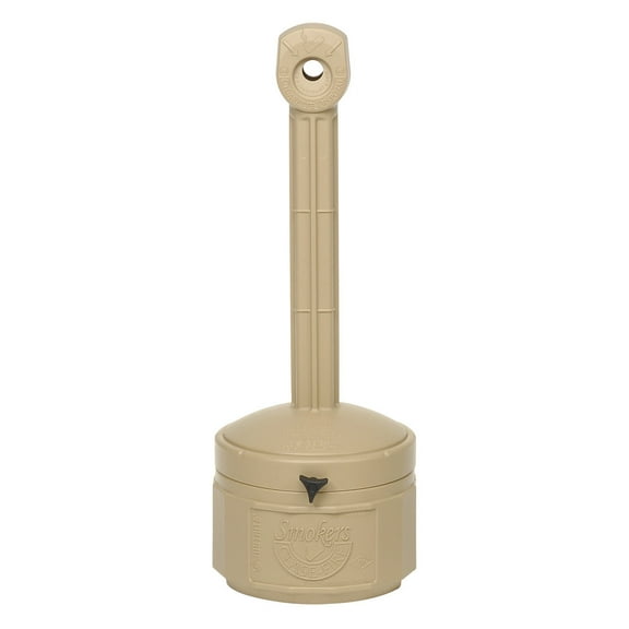 Justrite 26806B 1 Gallon Plastic Outdoor Ashtray, Personal Smoker's Ceasefire, Adobe Beige - 26806B