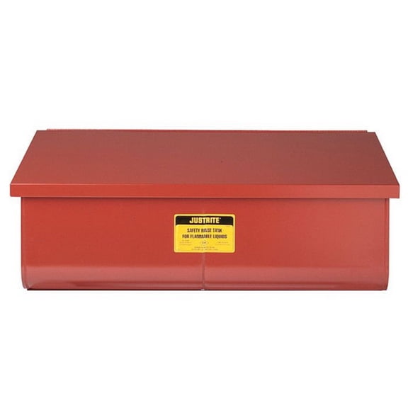 Justrite 27322 22 Gallon Rinse Tank, Benchtop, Lift-And-Latch Cover With Fusible Link, Drain Plug, Steel, Red - 27322
