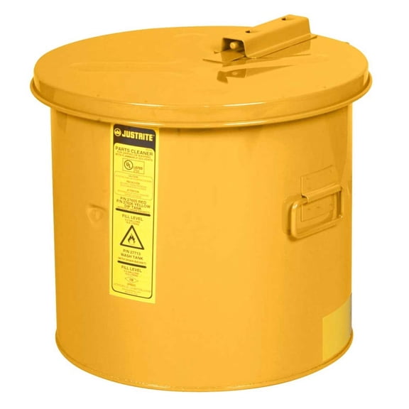 Justrite 27606 24-Gauge Coated Steel Dip Tank, 5 Gallon Capacity, Yellow CA3