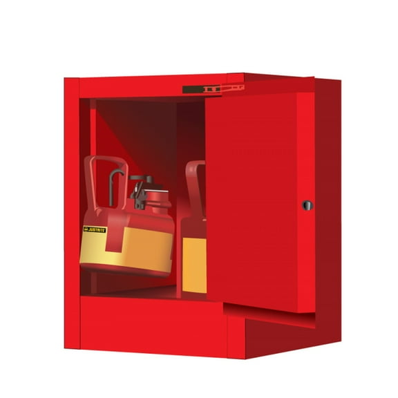 Justrite 890421 4 gallon Red Countertop Flammable Safety Cabinet, 1 Self-Close Door - Sure-Grip EX - #890421