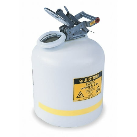 Justrite 2 Gallon Translucent White HDPE Liquid Disposal Can With Stainless Steel Hardware (For Flammables and Corrosives)