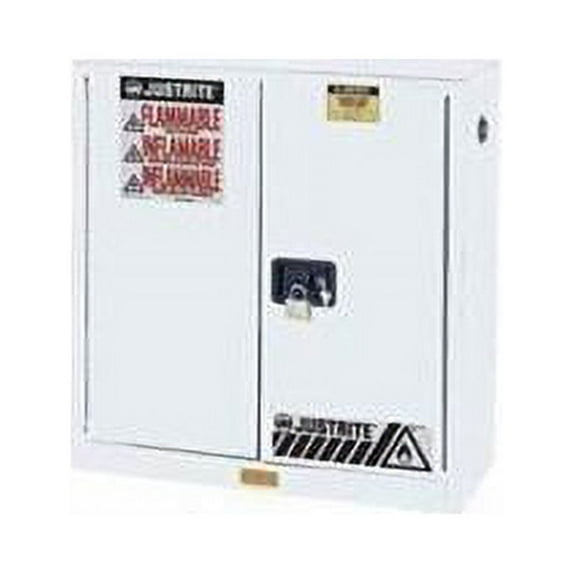Justrite Flammable Liquid Safety Cabinet, 45 Gal, White, 2 Doors, 2 Shelves