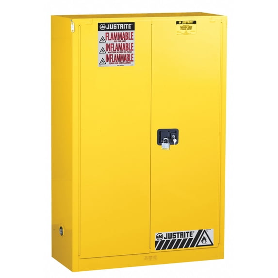 Justrite Flammable Safety Cabinet,60 Gal.,Yellow 896080