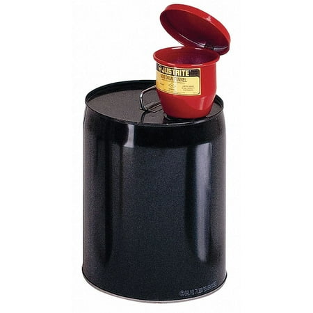 Justrite® 8202 4-1/2" dia. Steel Funnel - Manual-Close Cover & 1" Flame Arrester