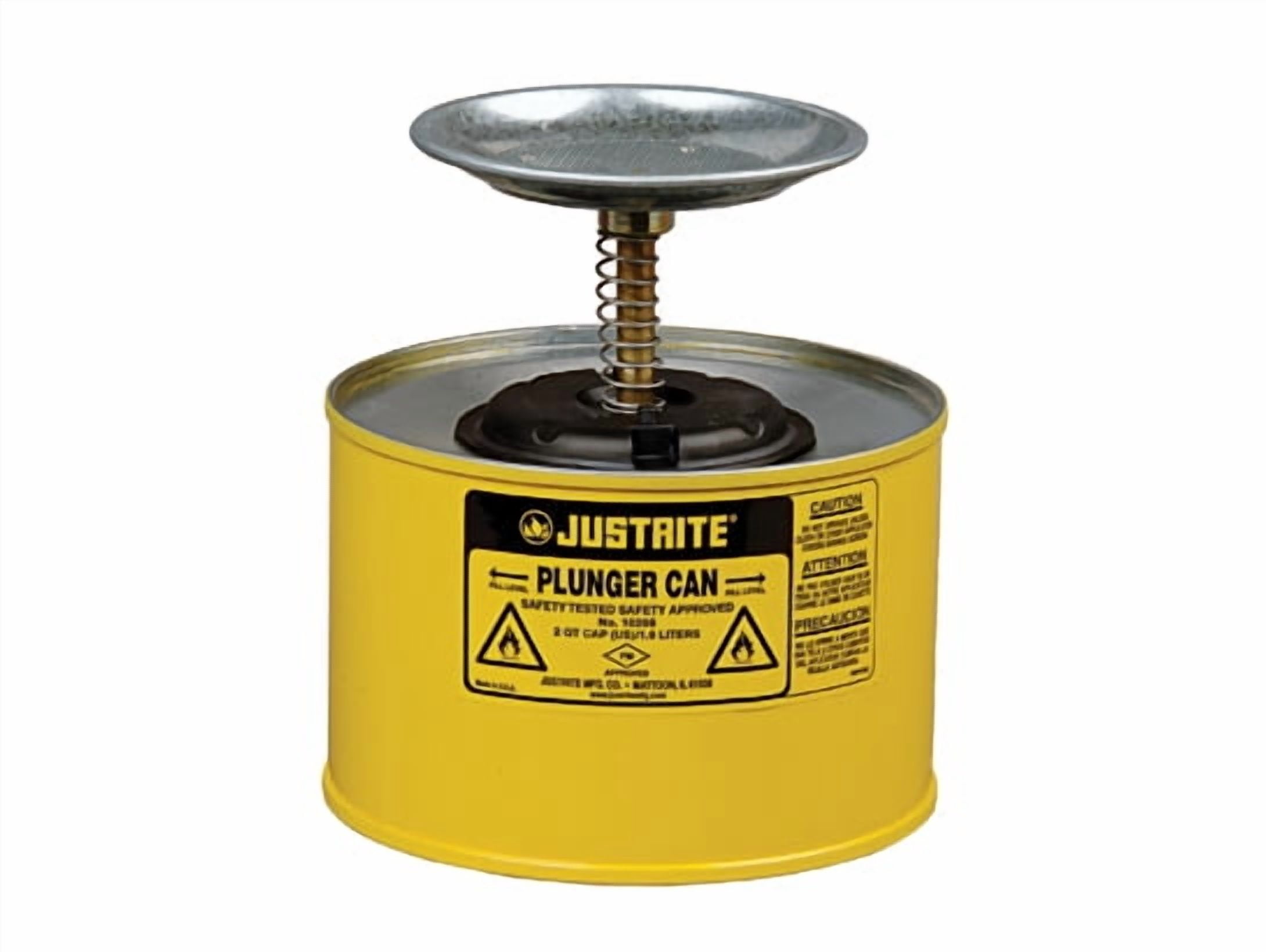 Justrite Plunger Can,1/2 Gal.,Steel,Yellow 10218 - Walmart.com
