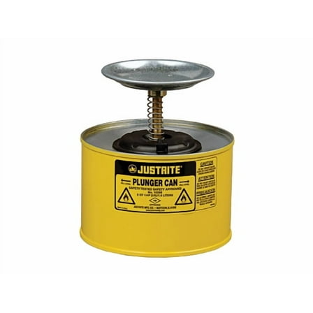 Justrite Plunger Can,1/2 Gal.,Steel,Yellow  10218