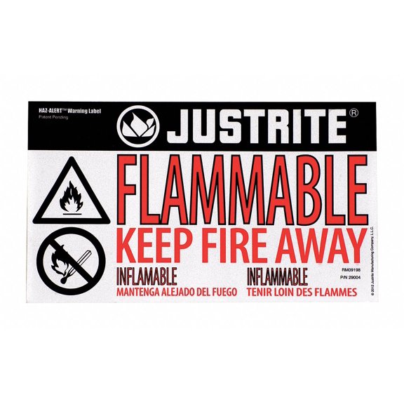 Justrite 29004 Lable Haz Alert Flammable-Small