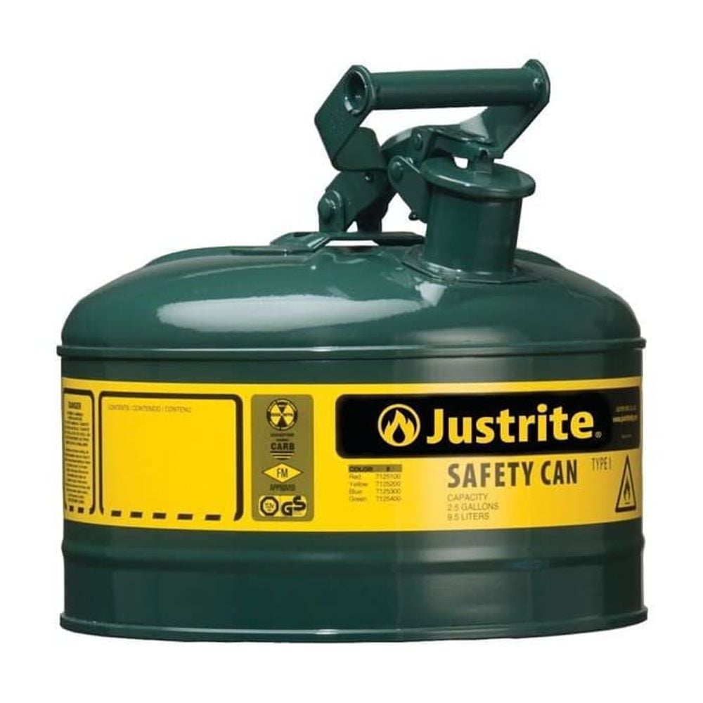 Justrite 1 Gal Steel Safety Green Oil Can Type I With Flame Arrester
