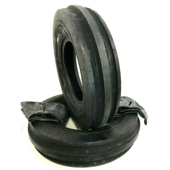 Justubes 4.00x15 Tractor Tires With Tubes 3-Rib Front F2 Heavy Duty 4-Ply Tubeless Set for Lawn & Farm