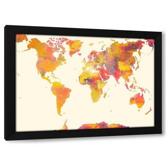 Justyna Jaszke 14x11 Black Modern Wood Framed Wall Art Titled - World Map 26