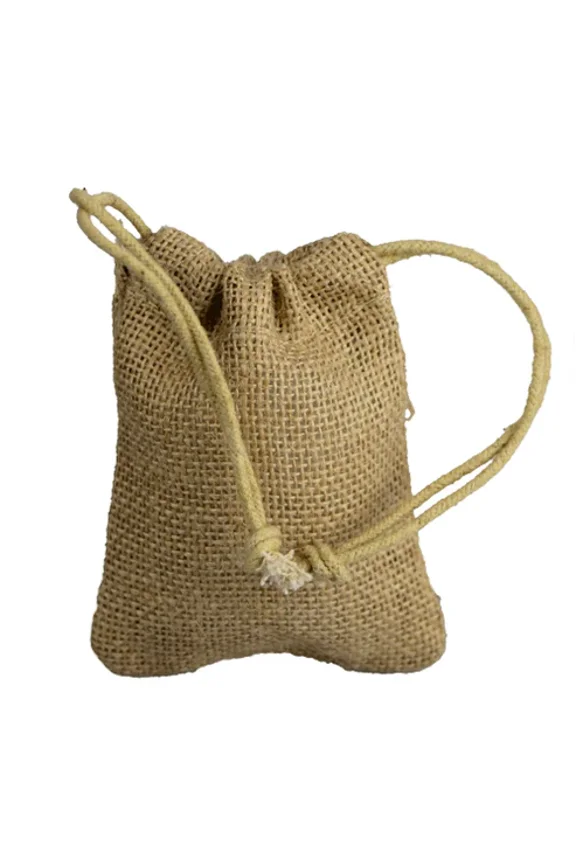 Jute Bags with Jute Strings - 3.5 x 4.5 Inch Natural Drawstring 12 Pack