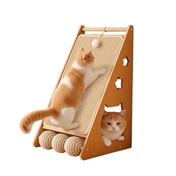 Jute Ball on Bottom Multifunctional Cat Scratching Pad Includes Wear-Resistant, Low-Lint Jute Rope Mat. Easy to Install, Protects Furniture. Perfect Itchy Scratch Pad for Indoor Cats.