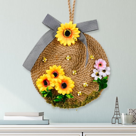 Jute Bee Hive Decor Bee Tiered Tray Decorations Decorative Honey Bee Skeps Spring Farmhouse Coffee Table Decor Country Kitchen Natural Party Summer Sunflower Home Bookshelf Decor