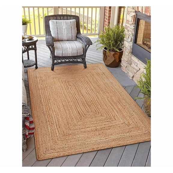 Jute Braided Area Rug Rectangle Natural Farmhouse Carpet for Living Room Bedroom Kitchen_2'X10'