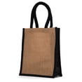 thumbnail image 1 of Jute Burlap Bags with Cotton Handles and Laminated Interior (12 pack, Black - SM), 1 of 4