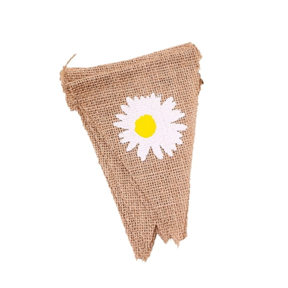 Jute Burlap Daisy Banner, Ongmies Summer Daisy Flower Banner Burlap Rustic Summer Bunting Garland Daisy Flower for Spring Summer Theme Party Decorations