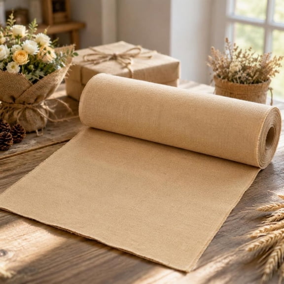 Jute Burlap Fabric Roll, 40 in x 75 ft, 50x50 High Density, for Gardening, Crafts, Tree Wrap and Decor