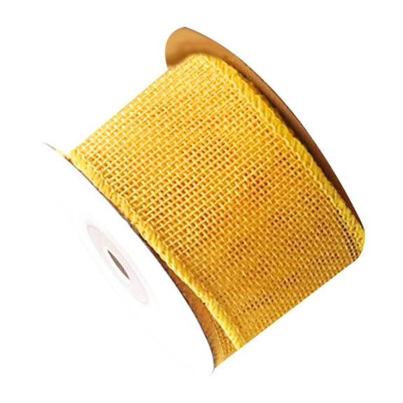 Jute Burlap Ribbon,Wide Jute Ribbon Natural Burlap Fabric Roll Wired Edge,Christmas DIY Crafts And Holiday Decor,for Wreaths,Christmas Tree Decoration,Big Bow Crafts,Gift Wrapping, Wedding(Yellow)